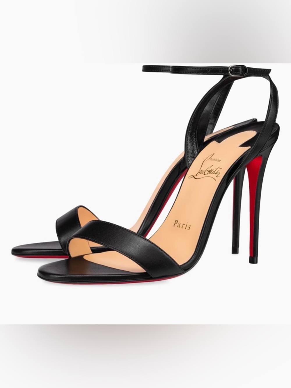 Christian Louboutin Loubi Queen Black Ankle Strap Sandals. Still available new.